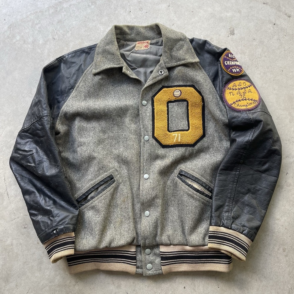 Vintage 1971 Wilson Varsity Jacket Size 46 Wool Leather Letterman Baseball Champ
